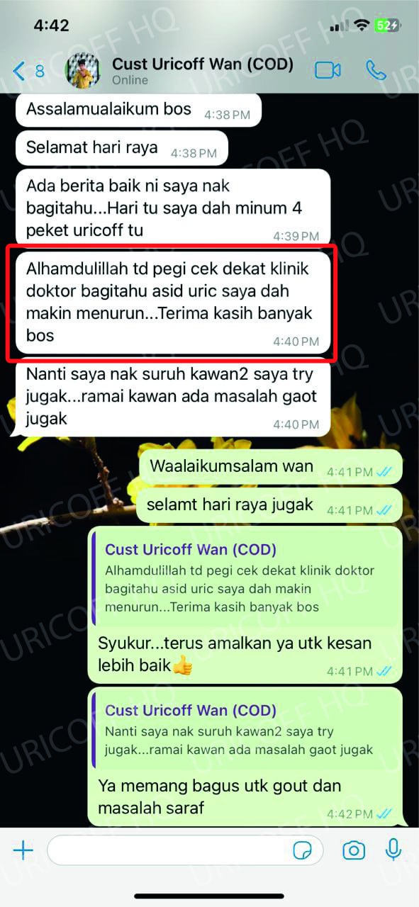 testimoni ubat gout uricoff