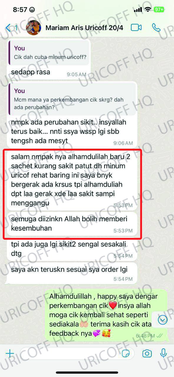 mariam aris pengguna ubat gout uricoff